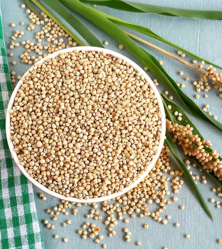 Red millet in wooden bowl